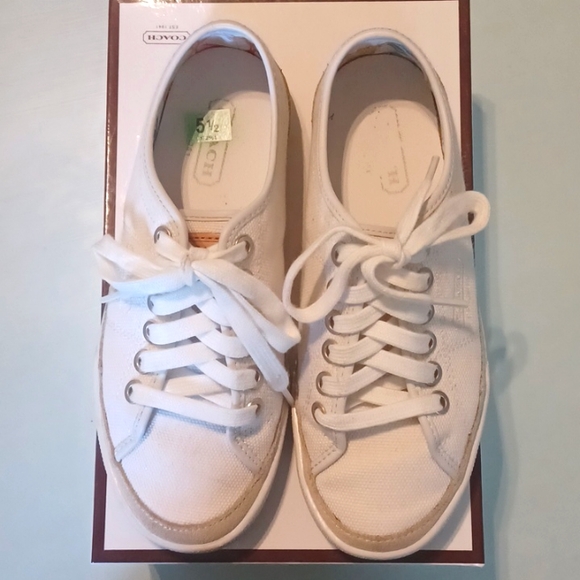 Coach Shoes - Coach canvas white shoes,  size 5.5,